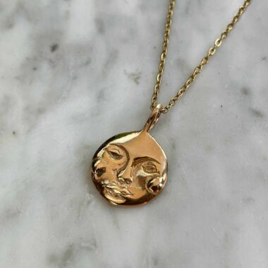 ορειχαλκοσ επιχρυσωμενος , ατσαλι , ολοκληρο φεγγαρι κολιέ, πανσεληνος φεγγαρι κολιε, χρυσο κολιε φεγγαρι