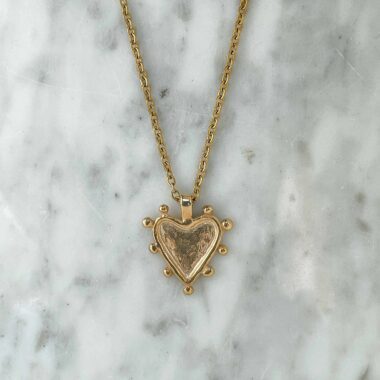 necklace with a sacred heart, vintage style heart, χειροποιητο κολιε με καρδια σε βιζαντινο στυλ , ορειχαλκοσ επιχρυσωμενος , ατσαλι