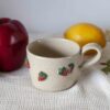strawberry mug, 3d mug, fruit mug, cute mug, handmade mug, ceramic mug, red strawberry, summer mug, textured mug, pottery mug, gift idea, kawaii mug, κεραμικη κουπα, φραουλες, γλυκο design