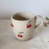 cherry mug, 3d mug, fruit mug, ceramic mug, handmade mug, cute mug, summer mug, red cherries, textured mug, pottery mug, gift for her, kawaii mug, κεραμικη κουπα, κερασια, φρουτα