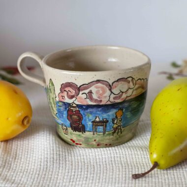 howl mug, ghibli mug, anime mug, howl castle, sophie howl, studio ghibli, handmade mug, ceramic mug, aesthetic mug, fan art mug, cozy scene, gift anime, κεραμικη κουπα, anime art, howl inspired