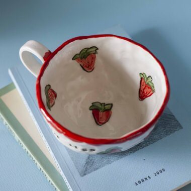 Alternative view of Give Less Fucks Mug with Strawberries 370ml - Mugaki