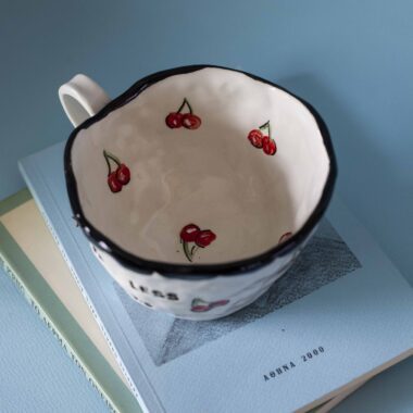 Alternative view of Give Less Fucks Mug with Cherries 370ml - Mugaki