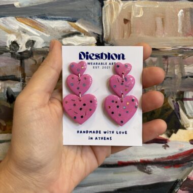 Pink Heart Dangles Earrings - Diesblon