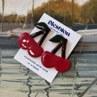 Handmade Cherry Polymer Clay Earrings - Diesblon