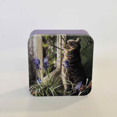 tin box with alex clarks art. τσιγκινο κουτί με γατούλα ζωγραφισμένη απο τον Αλεξ Κλαρκ
