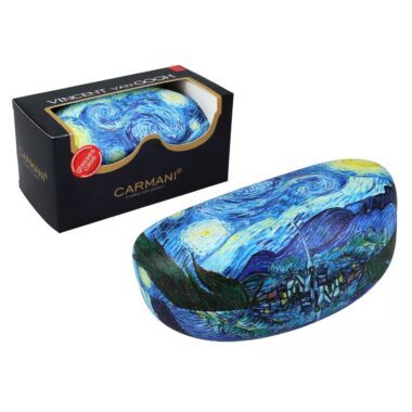 Elegant glasses case decorated with Vincent van Gogh’s iconic artwork The Starry Night. Designed to protect glasses from damage and dirt while also serving as a tasteful accessory for art lovers. Part of the CARMANI art collection, combining functionality with timeless artistic design.