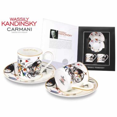 Set of two porcelain espresso cups decorated with Wassily Kandinsky Transverse Line 1923 artwork – CARMANI Σετ δύο πορσελάνινων φλιτζανιών espresso με το έργο του Wassily Kandinsky «Εγκάρσια Γραμμή» (1923) – CARMANI