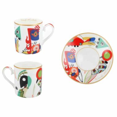 Wassily Kandinsky cup and saucer, porcelain cup and saucer set, CARMANI porcelain cups, Kandinsky Muses porcelain, art cup and saucer set