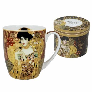 Porcelain Camio mug decorated with Gustav Klimt’s artwork Adela. Part of the CARMANI art collection, this 400 ml mug combines high-quality porcelain with an elegant artistic design, making it ideal for enjoying coffee or tea in style. Πορσελάνινη κούπα Camio 400 ml με το έργο του Gustav Klimt «Αδέλα» – CARMANI