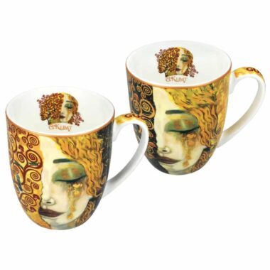 Set of 2 porcelain mugs 400 ml decorated with Gustav Klimt Golden Tears artwork – CARMANI
