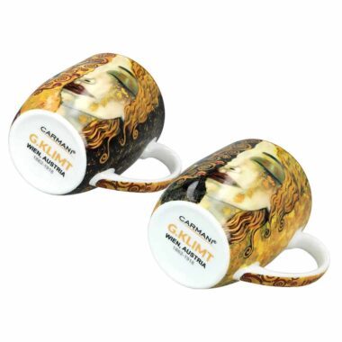 Set of two porcelain mugs decorated with Gustav Klimt’s artwork Golden Tears. Part of the CARMANI art collection, this set combines high-quality porcelain with a refined artistic design, making it ideal for enjoying coffee or tea with elegance or as a thoughtful gift.