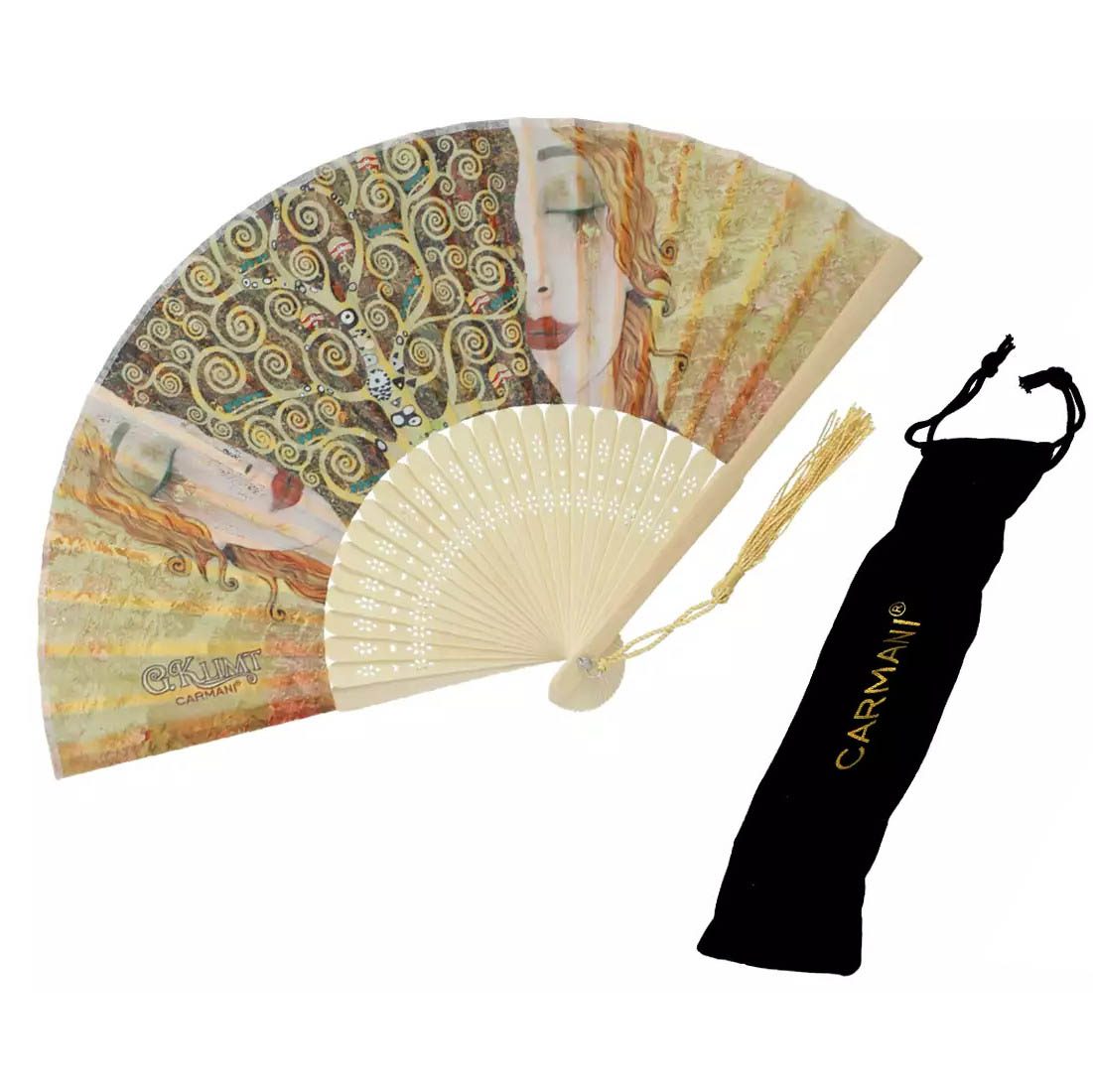 CARMANI fan 22 cm decorated with Gustav Klimt Golden Tears artwork – Βεντάλια CARMANI 22 cm με το έργο του Gustav Klimt «Χρυσά Δάκρυα» – CARMANI