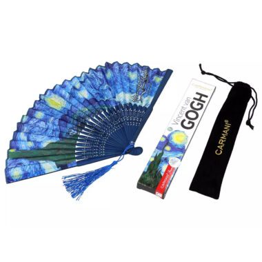 CARMANI fan 22 cm decorated with Vincent van Gogh The Starry Night artwork – Βεντάλια CARMANI 22 cm με το έργο του Vincent van Gogh «Έναστρη Νύχτα» – CARMANI