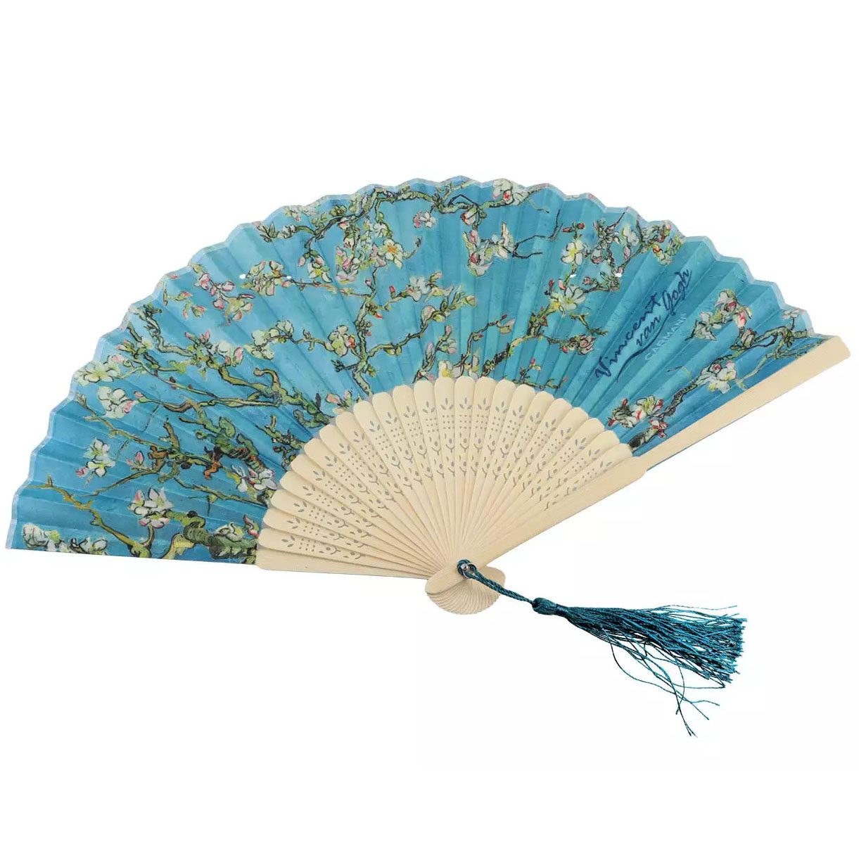 CARMANI fan 22 cm decorated with Vincent van Gogh Almond Tree artwork – Βεντάλια CARMANI 22 cm με το έργο του Vincent van Gogh «Αμυγδαλιά» – CARMANI