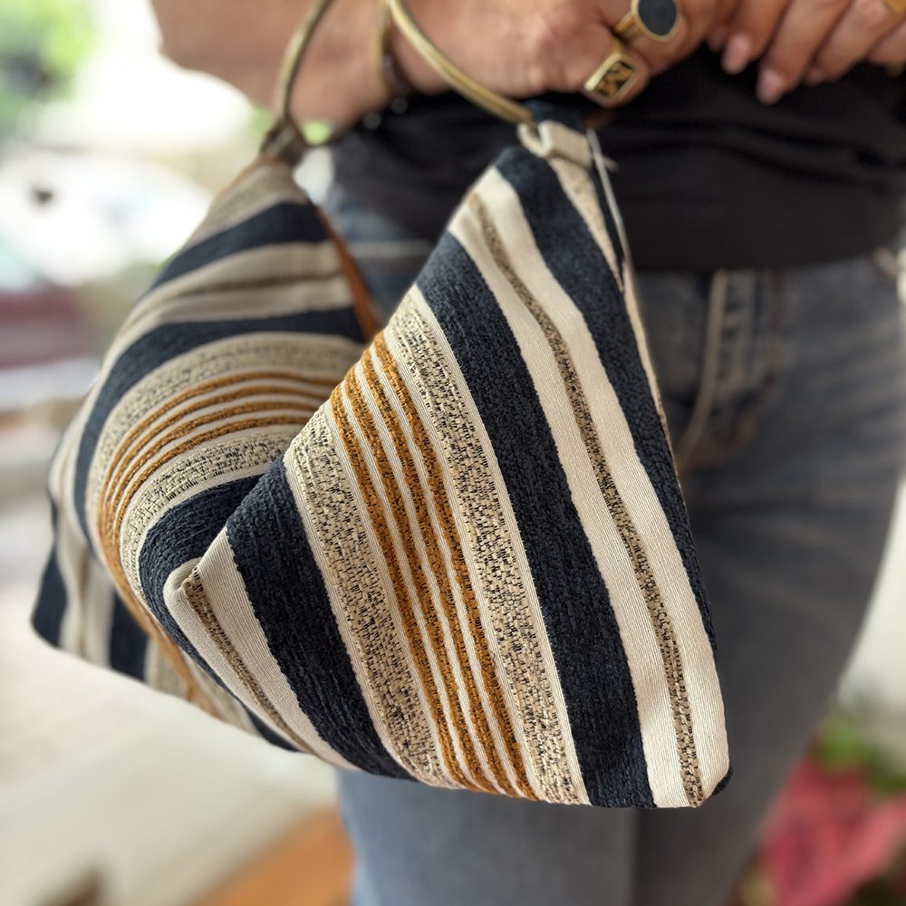Ηandmade Striped Bag with Two Hoop Handle - Panino - Image 2