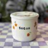 handmade ceramic floral sugar bowl. χειροποίητη κεραμική ζαχαριέρα φλοράλ πορτοκαλί.