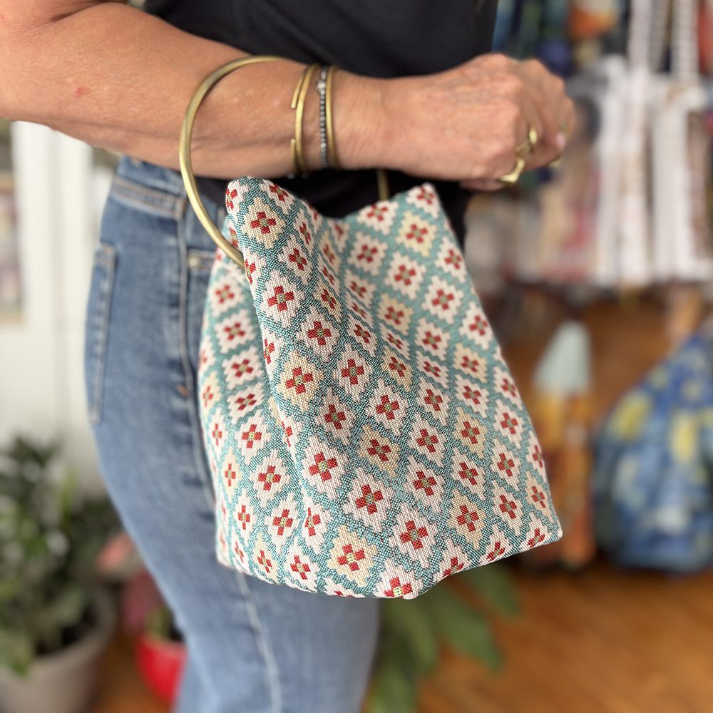 Ηandmade Check Pattern and Red Cross Details Bag - Panino - Image 2