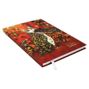 CARMANI decorative notebook featuring artwork inspired by the paintings and distinctive decorative style of Gustav Klimt with cat design