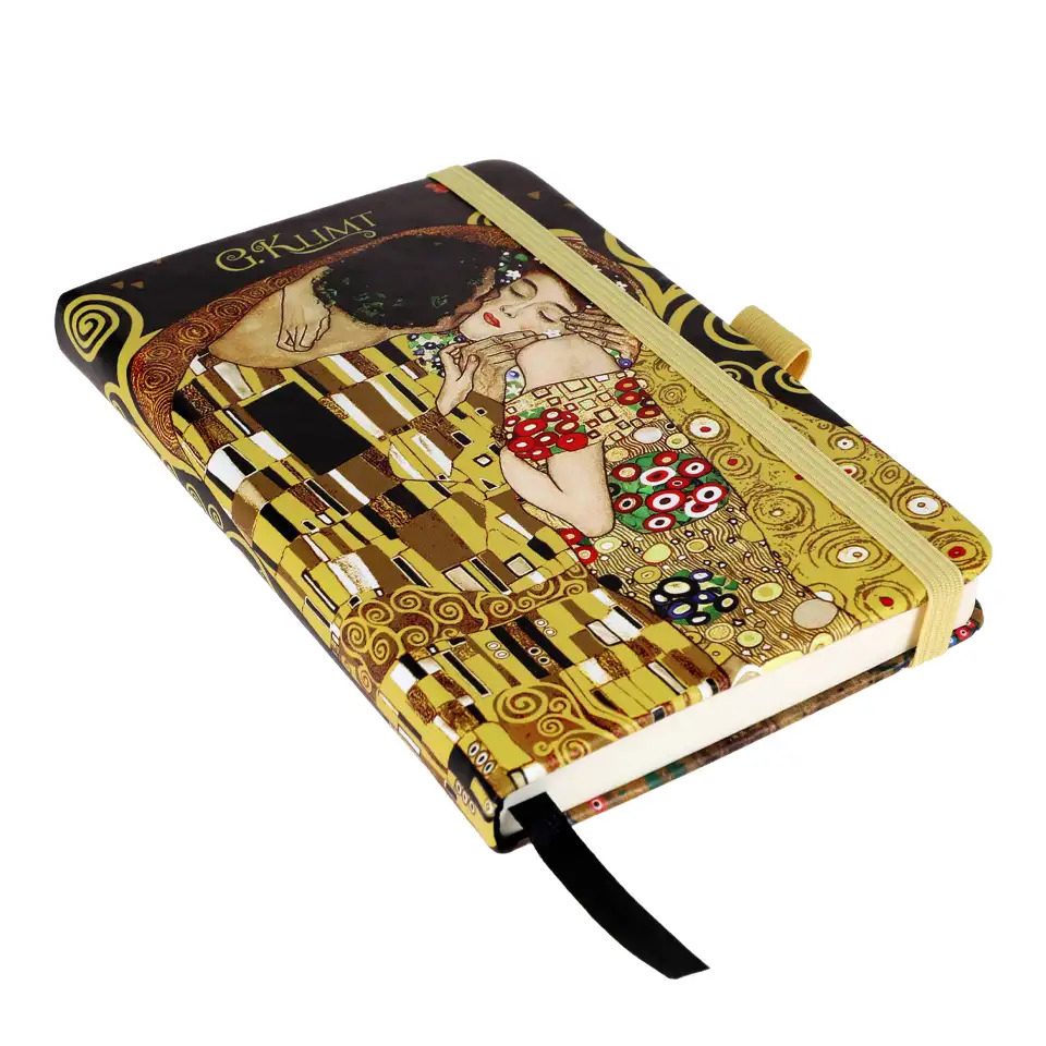 CARMANI A6 notebook with Gustav Klimt’s The Kiss and Tree of Life artwork on the decorative cover, 80 lined pages and a bookmark.