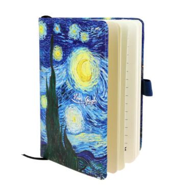 CARMANI A6 notebook featuring Vincent van Gogh’s Starry Night painting on the decorative cover.