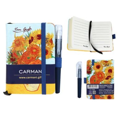 CARMANI A7 notebook, Vincent van Gogh notebook, Sunflowers painting notebook, Van Gogh stationery, small pocket notebook, art-inspired stationery, gift for art lovers.