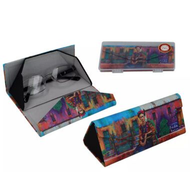 CARMANI foldable glasses case featuring decorative artwork inspired by Frida Kahlo’s paintings.