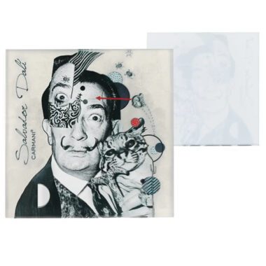 CARMANI glass coaster, Salvador Dalí coaster, Dalí art accessories, artistic drink coaster, glass coaster with artwork, art-inspired home decor, gift for art lovers.