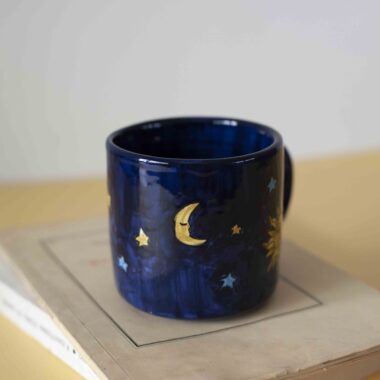 Alternative view of Ceramic Celestial Mug with Sun and Moon - Mugaki