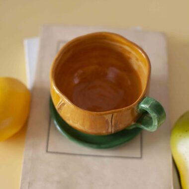 Alternative view of Ceramic Pumpkin Cup with Saucer - Mugaki