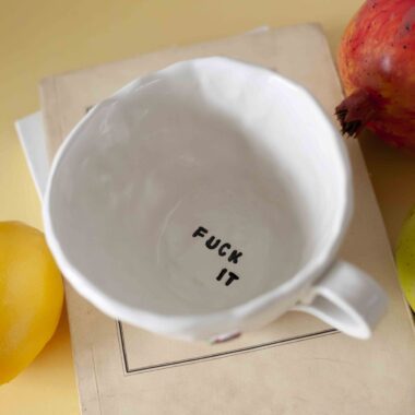 Alternative view of Ceramic Mug Fuck It with 3d Leaves 350 ml - Mugaki