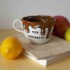 χειροποίητη κεραμική κούπα που γράφει hot chocolate και είναι για να πιεις μικρή ποσότητα ζεστής σοκολάτας.handmade ceramic mug that writes hot chocolate. it is perfect for a smaller amout of hot chocolate.