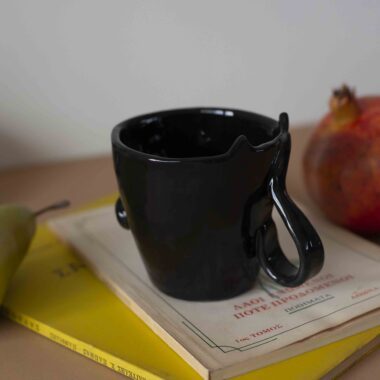 Alternative view of Ceramic Black Cat Mug with Snout 300 ml - Mugaki