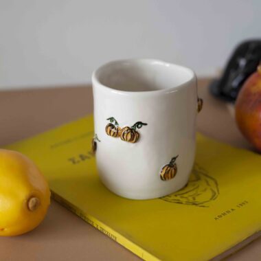 Alternative view of Ceramic Mug with Pumpkins for Latte - Mugaki