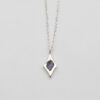 mini necklace with amethyst stone silver 925, χειροποιητο κοσμημα ασημένιο με αμέθυστο, κολιε ασημι 925 ρομβος με αμεθυστο ημιπολύτιμο λίθο